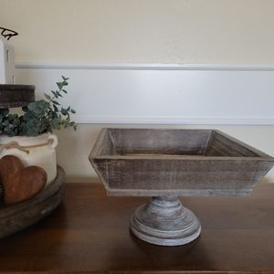 Wood Pedestal Square Bowl